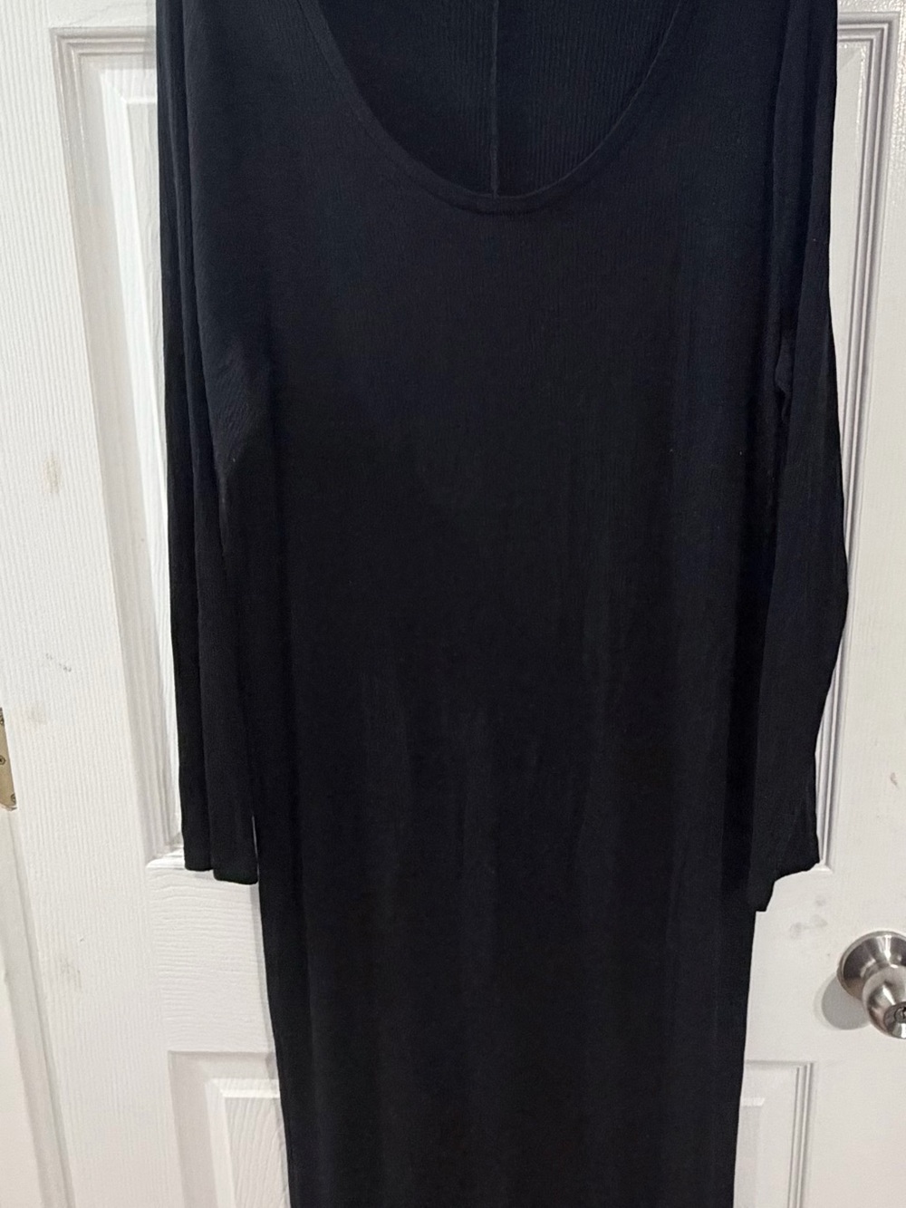 On 34th Women’s XL Black Long Sleeve Maxi Dress Scoop Neck Minimalist